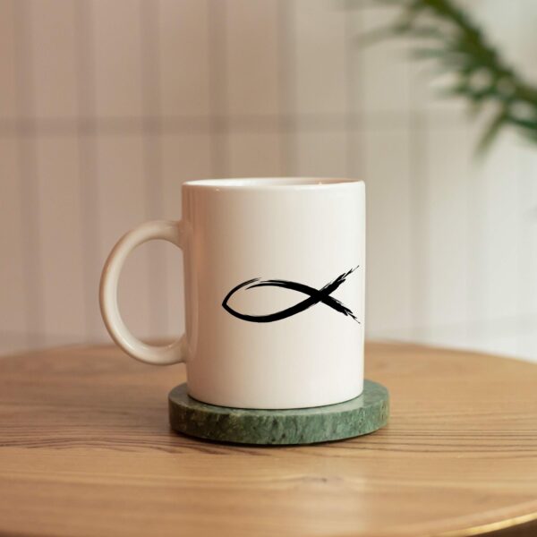 Weiße Tasse ICHTYS christliches Motiv Keramiktasse Geschenk Kaffee Tee Tasse christlich – Bild 7