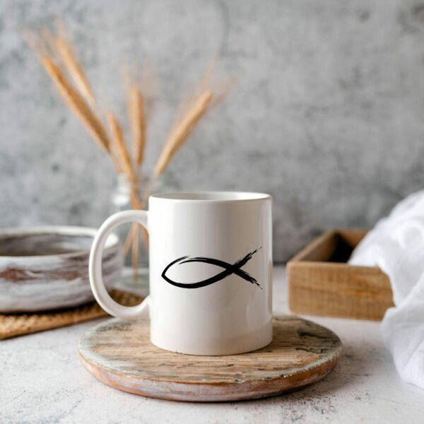 Weiße Tasse ICHTYS christliches Motiv Keramiktasse Geschenk Kaffee Tee Tasse christlich – Bild 8