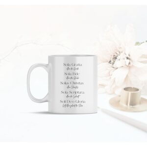 Weiße Tasse Sola Gratia Allein deine Gnade christliches Motiv Keramiktasse Geschenk Kaffee Tee Tasse christlich