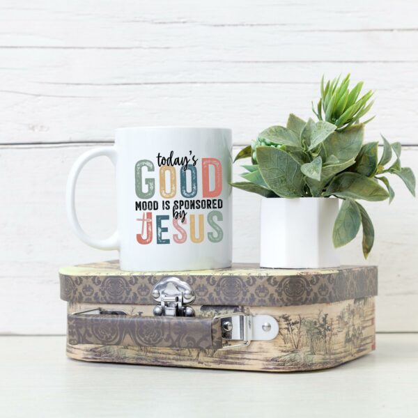 Weiße Tasse Todays Good Mood is sponsored by Jesus christliches Motiv Keramiktasse Geschenk Kaffee Tee Tasse christlich – Bild 5