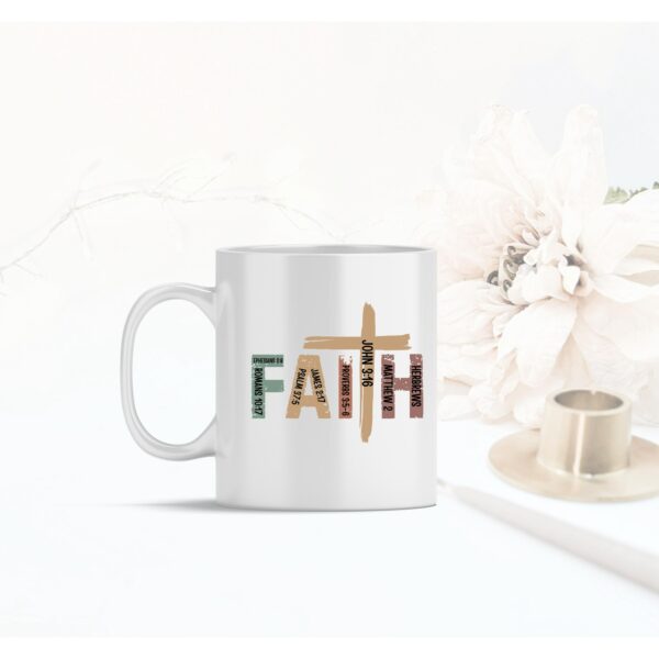 Weiße Tasse FAITH christliches Motiv Keramiktasse Geschenk Kaffee Tee Tasse christlich