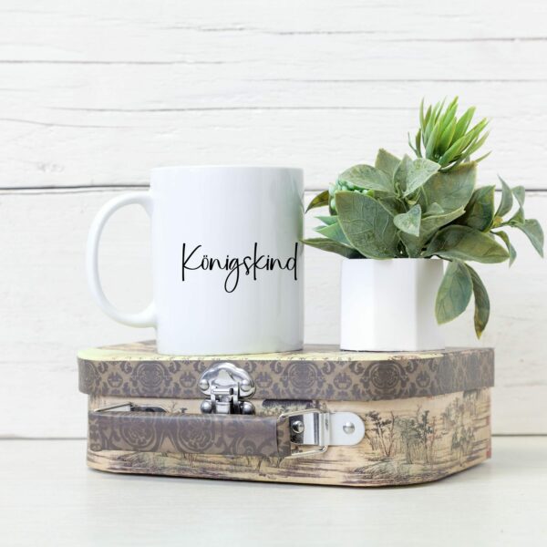 Weiße Tasse Königskind christliches Motiv Keramiktasse Geschenk Kaffee Tee Tasse christlich – Bild 3