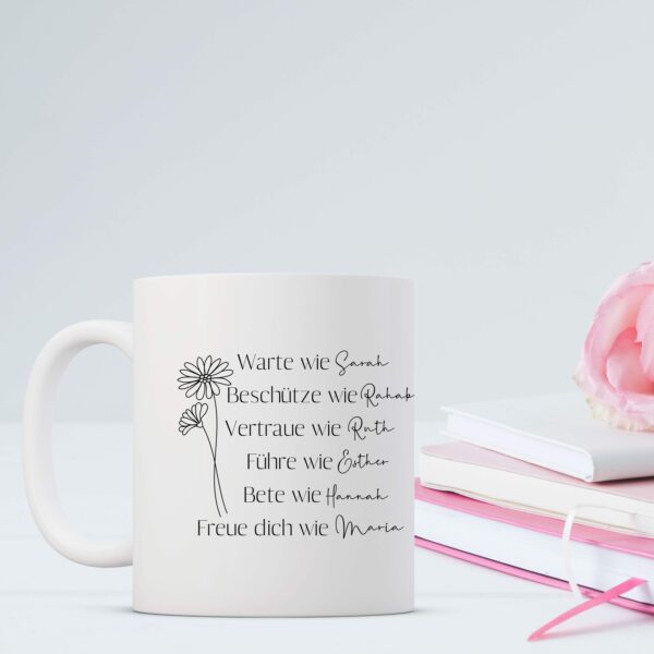 Weiße Tasse Frauen der Bibel christliches Motiv Keramiktasse Geschenk Kaffee Tee Tasse christlich – Bild 5