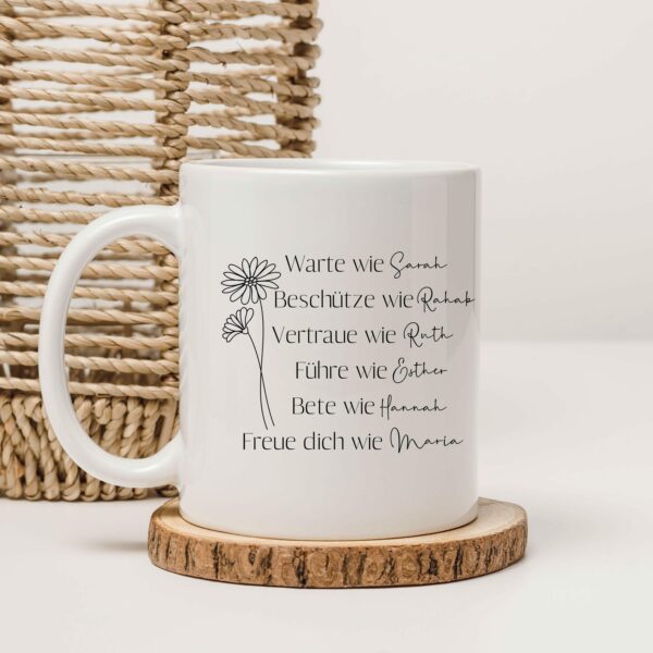 Weiße Tasse Frauen der Bibel christliches Motiv Keramiktasse Geschenk Kaffee Tee Tasse christlich – Bild 6