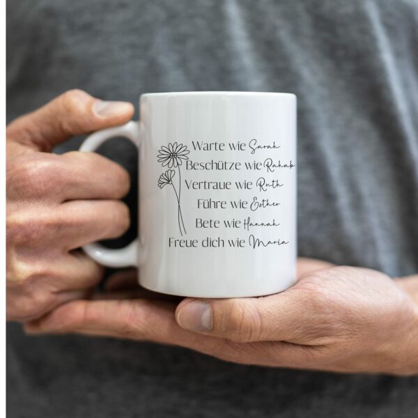 Weiße Tasse Frauen der Bibel christliches Motiv Keramiktasse Geschenk Kaffee Tee Tasse christlich – Bild 2