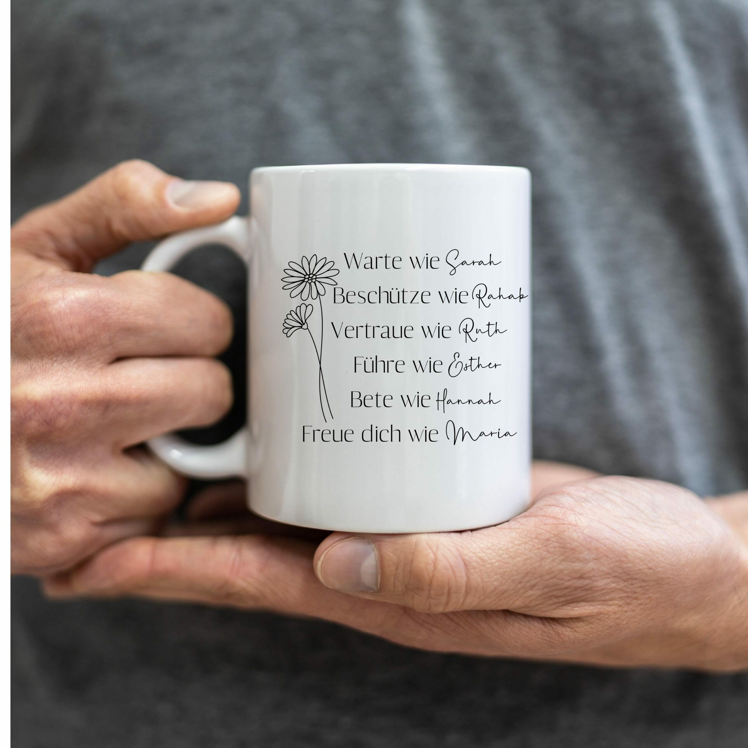 Weiße Tasse Frauen der Bibel christliches Motiv Keramiktasse Geschenk Kaffee Tee Tasse christlich