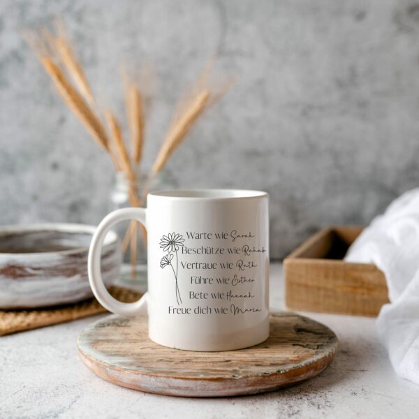 Weiße Tasse Frauen der Bibel christliches Motiv Keramiktasse Geschenk Kaffee Tee Tasse christlich – Bild 8