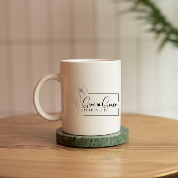 Weiße Tasse grow in grace christliches Motiv Keramiktasse Geschenk Kaffee Tee Tasse christlich – Bild 7