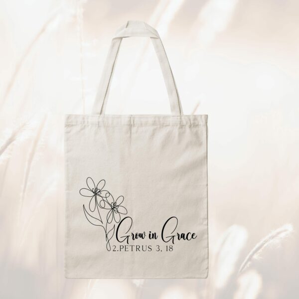 Bedruckte Baumwolltasche - Grow in Grace aus 2. Petrus 3,18 – Bild 2