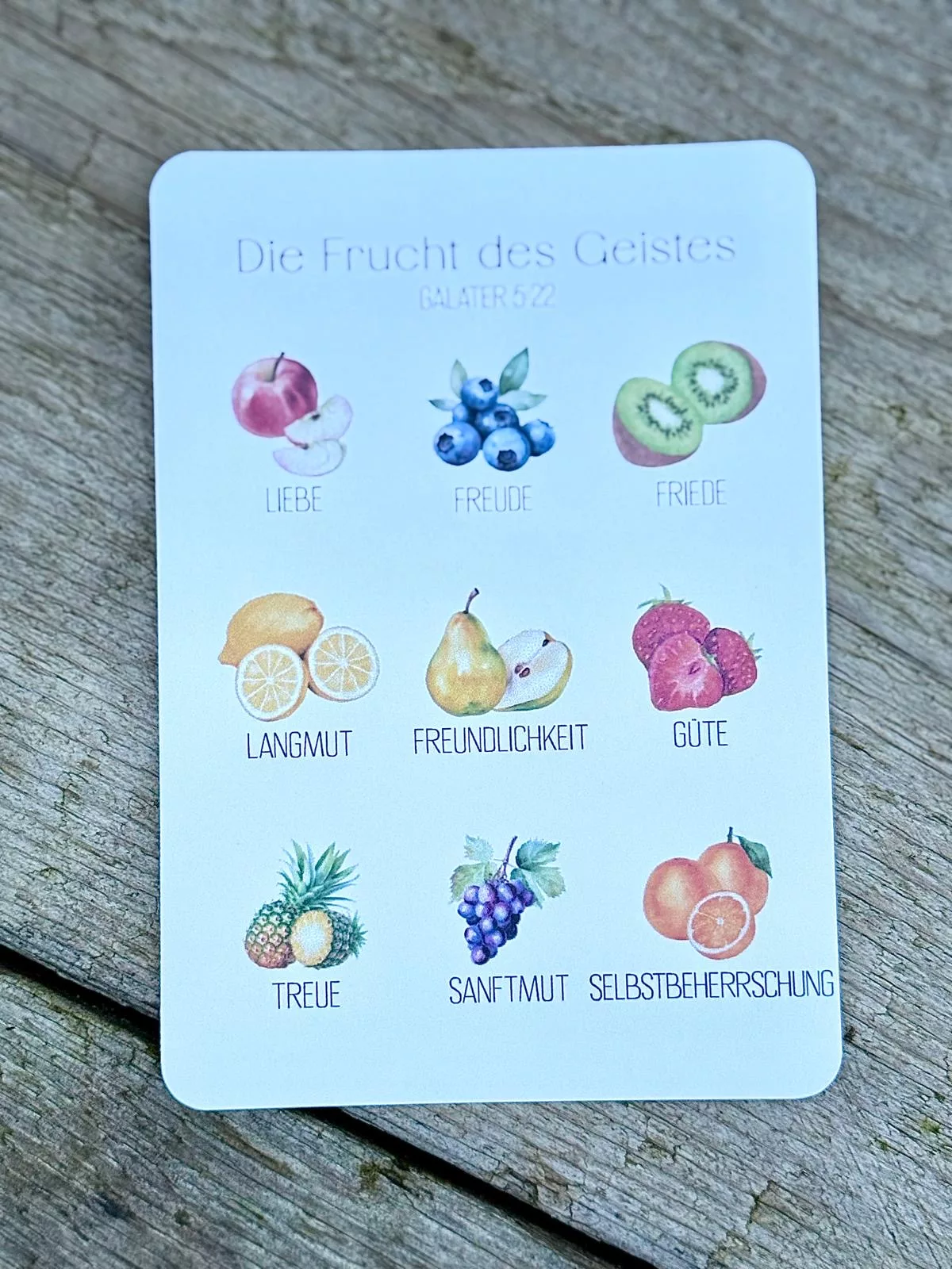 A6 Karte – Früchte des Geistes aus Galater 5,22