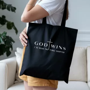 Bedruckte Baumwolltasche I christlicher Vers I Einkaufstasche I God Wins