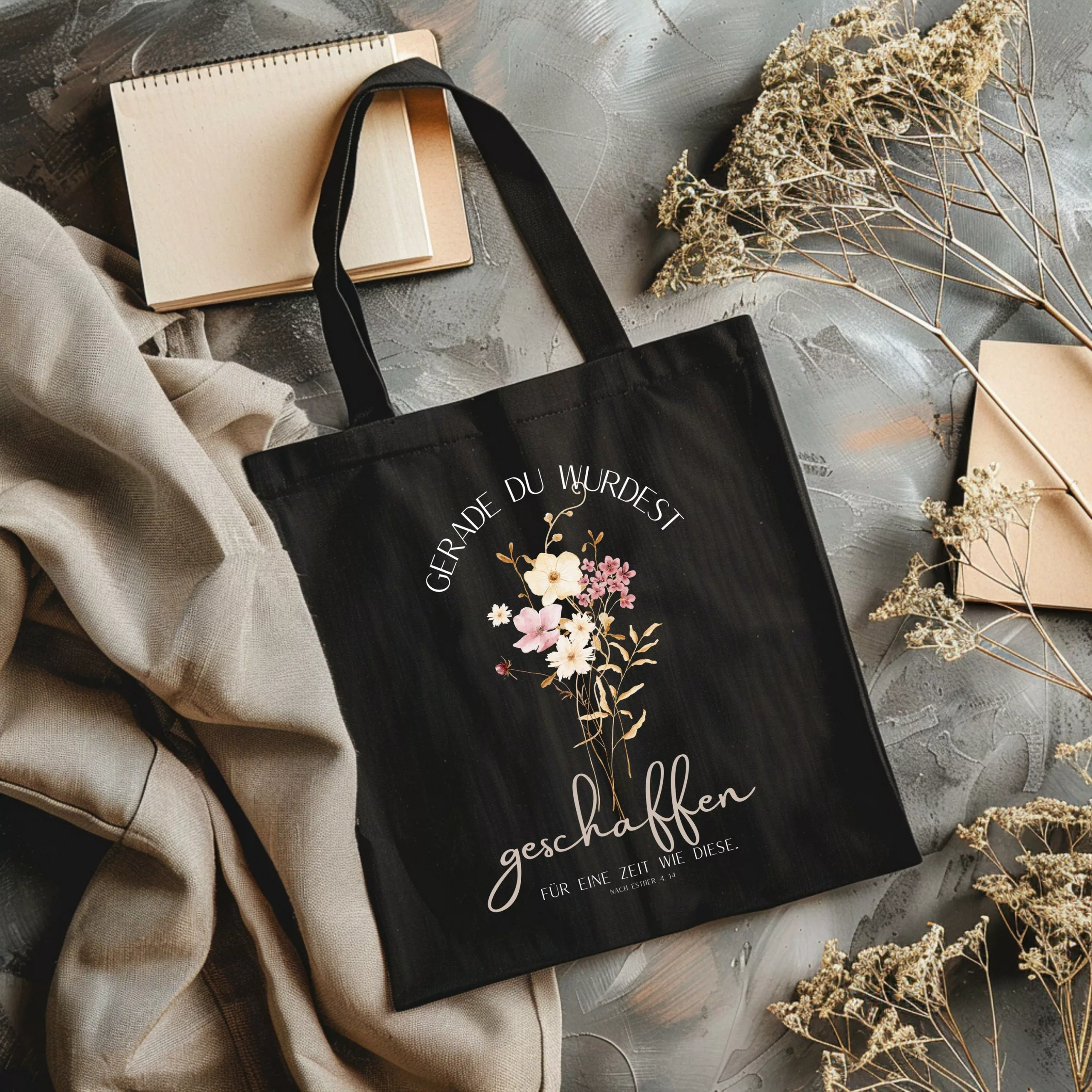 Bedruckte Baumwolltasche I christlicher Vers I Einkaufstasche I Gerade du wurdest geschaffen f?r eine Zeit wie diese. Nach Esther 4,14 – Bild 7