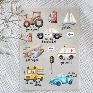 Rub-on Aufkleber I Randlose Sticker I A5 Bogen I christlich I UV DTF Stickern I Spiegelaufkleber I Porzellanaufkleber I Kinder I Gott