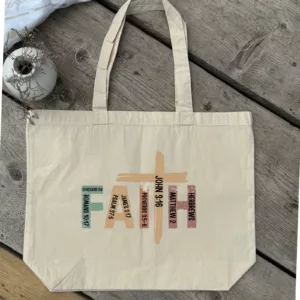 Bedruckte Baumwolltasche I christlicher Vers I Einkaufstasche I FAITH I Kreuz