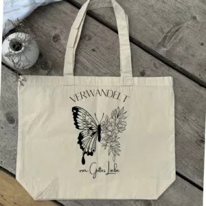 Bedruckte Baumwolltasche I christliche Botschaft I Einkaufstasche I Verwandelt von Gottes Liebe| Geschenk