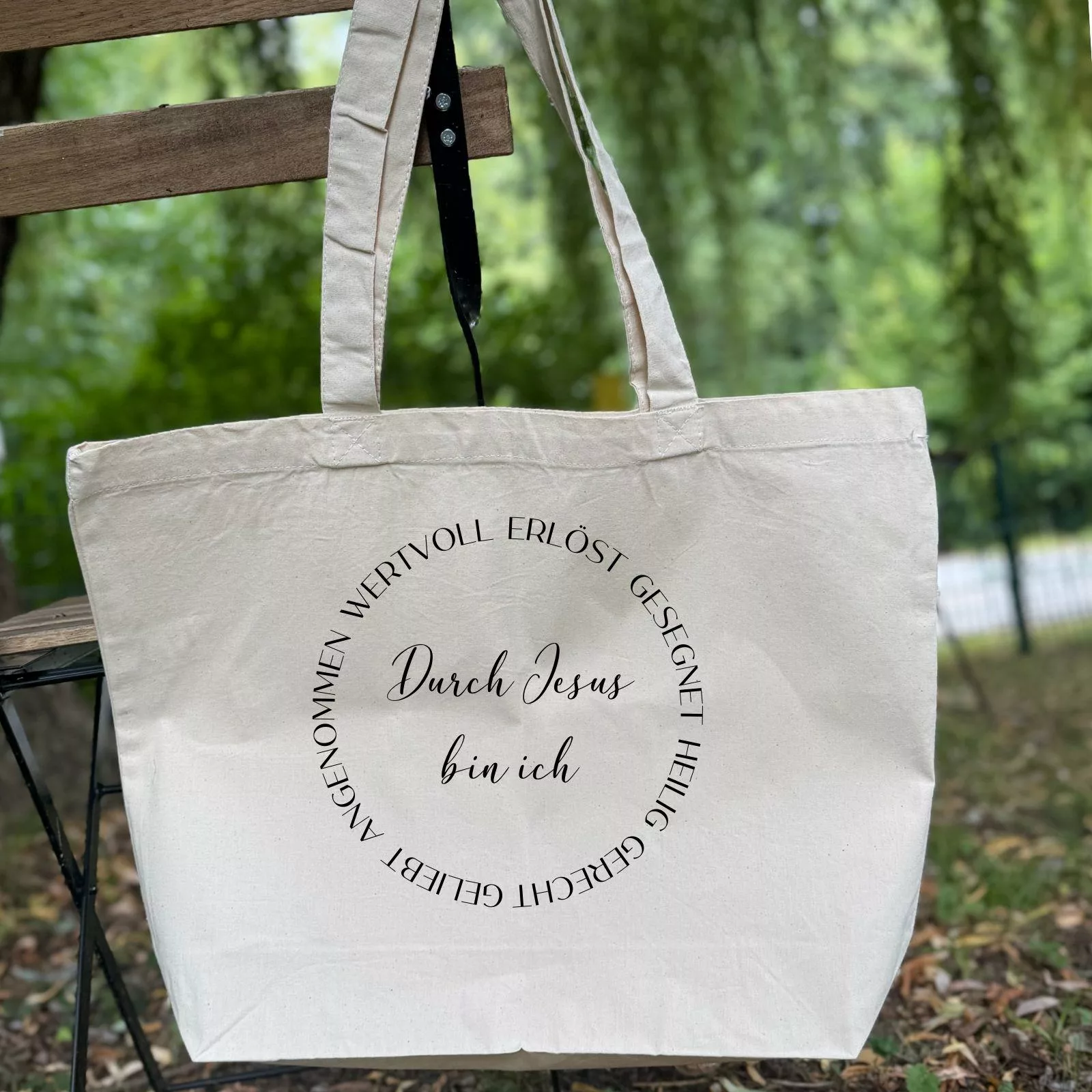Bedruckte Baumwolltasche I christliche Botschaft I Einkaufstasche I Durch Jesus| Geschenk
