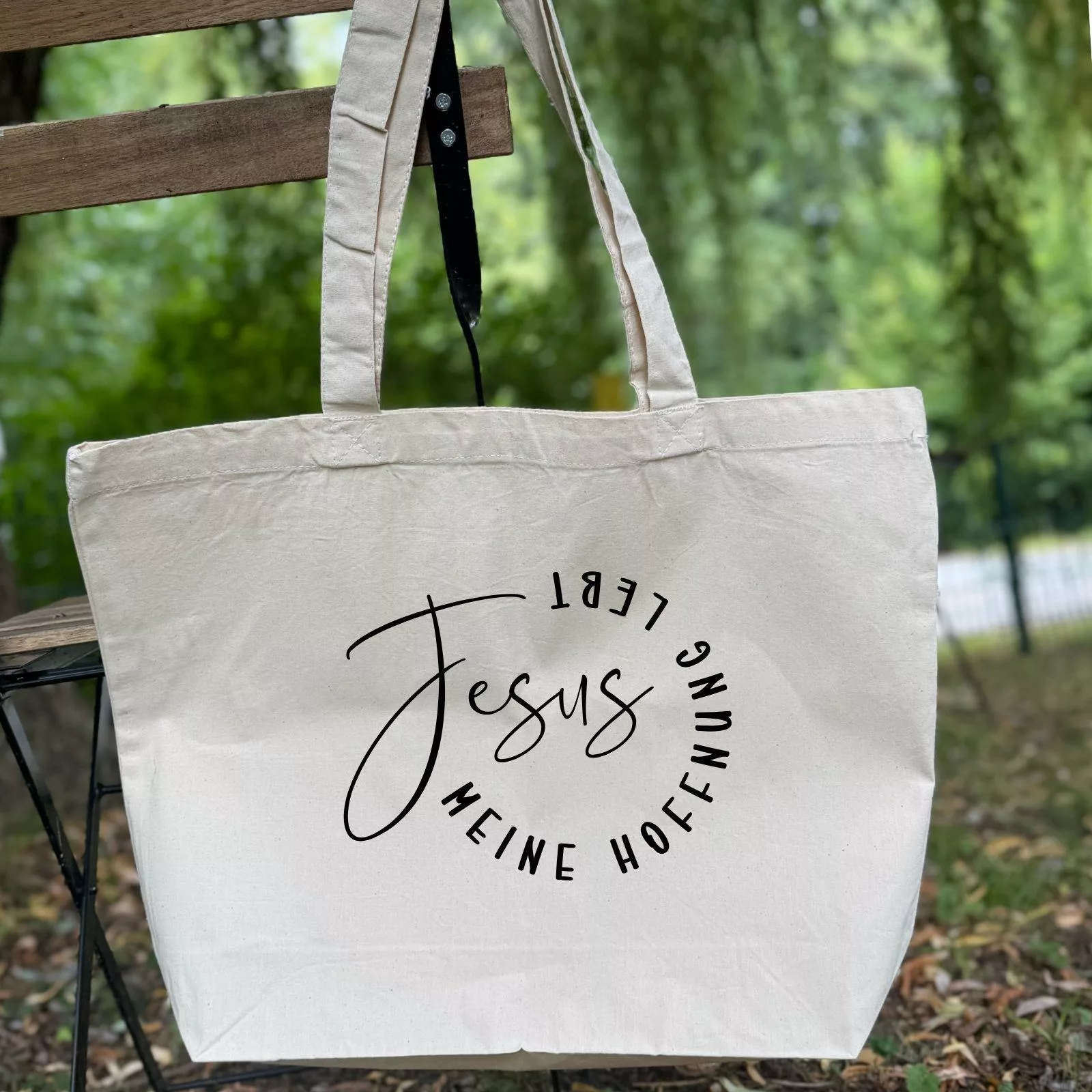 Bedruckte Baumwolltasche I christliche Botschaft I Einkaufstasche IJesus meine Hoffnung lebt| Geschenk