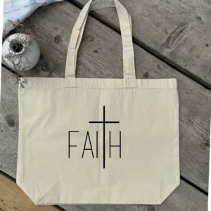 Große bedruckte Baumwolltasche I christliche Botschaft I Einkaufstasche I FAITH | Geschenk