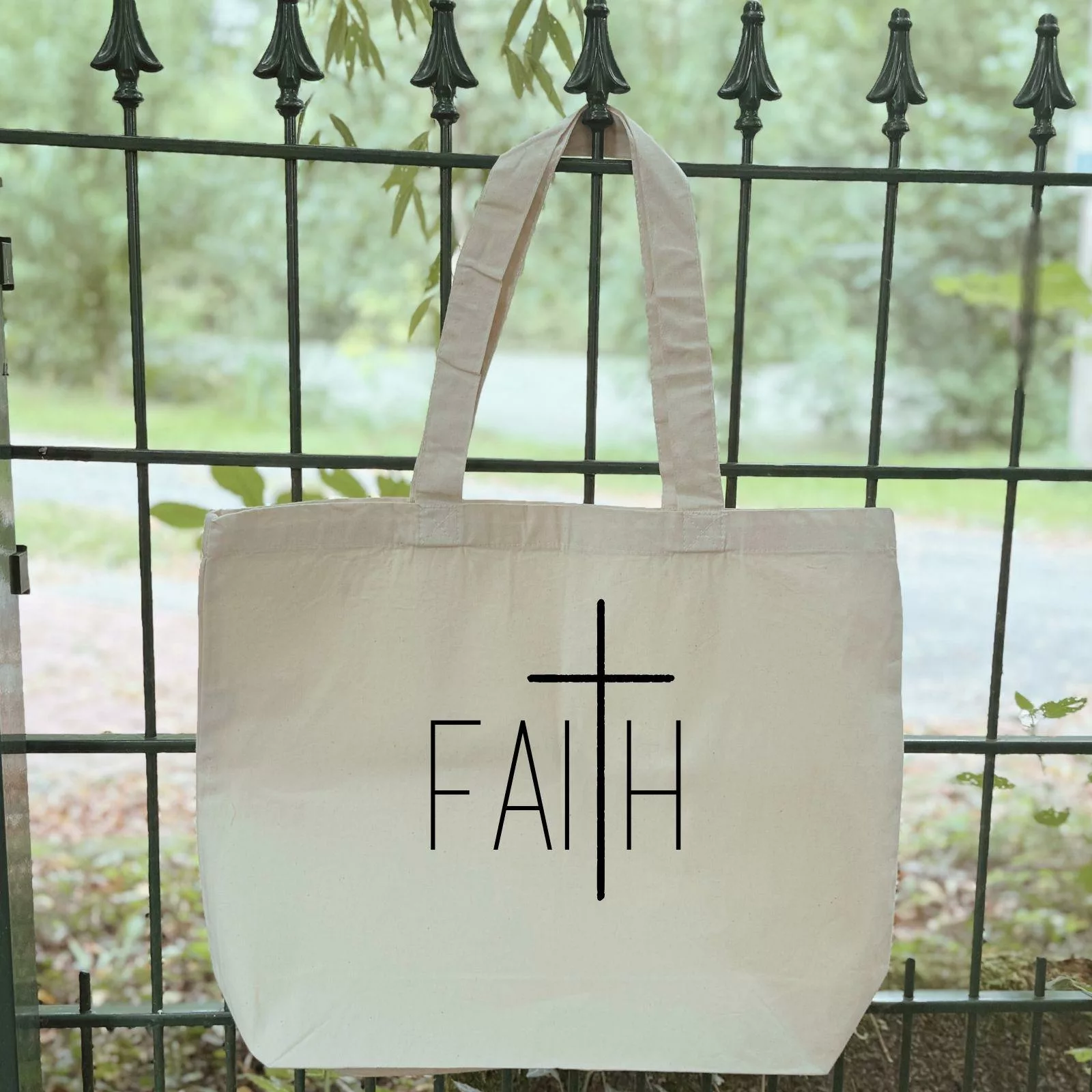 Große bedruckte Baumwolltasche I christliche Botschaft I Einkaufstasche I FAITH | Geschenk – Bild 3