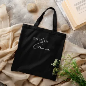 Bedruckte Baumwolltasche I christlicher Vers I Einkaufstasche I saved by Grace