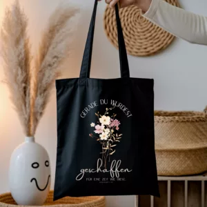 Bedruckte Baumwolltasche I christlicher Vers I Einkaufstasche I Gerade du wurdest geschaffen f?r eine Zeit wie diese. Nach Esther 4,14