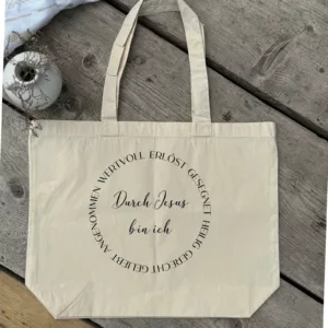 Bedruckte Baumwolltasche I christliche Botschaft I Einkaufstasche I Durch Jesus| Geschenk