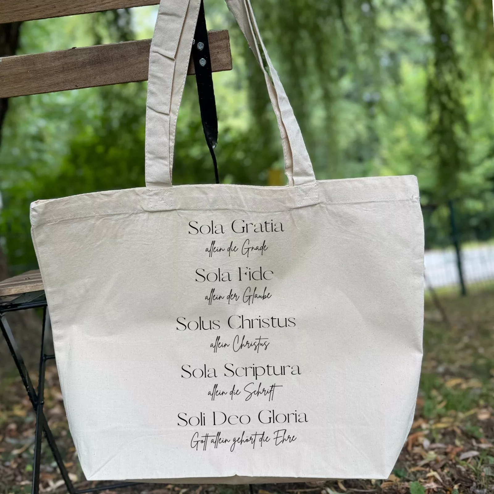 Bedruckte Baumwolltasche I christliche Botschaft I Einkaufstasche I die 5 Solas | Geschenk