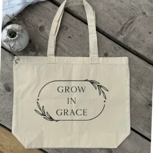 Große bedruckte Baumwolltasche I christliche Botschaft I Einkaufstasche I Grow in Grace | Geschenk