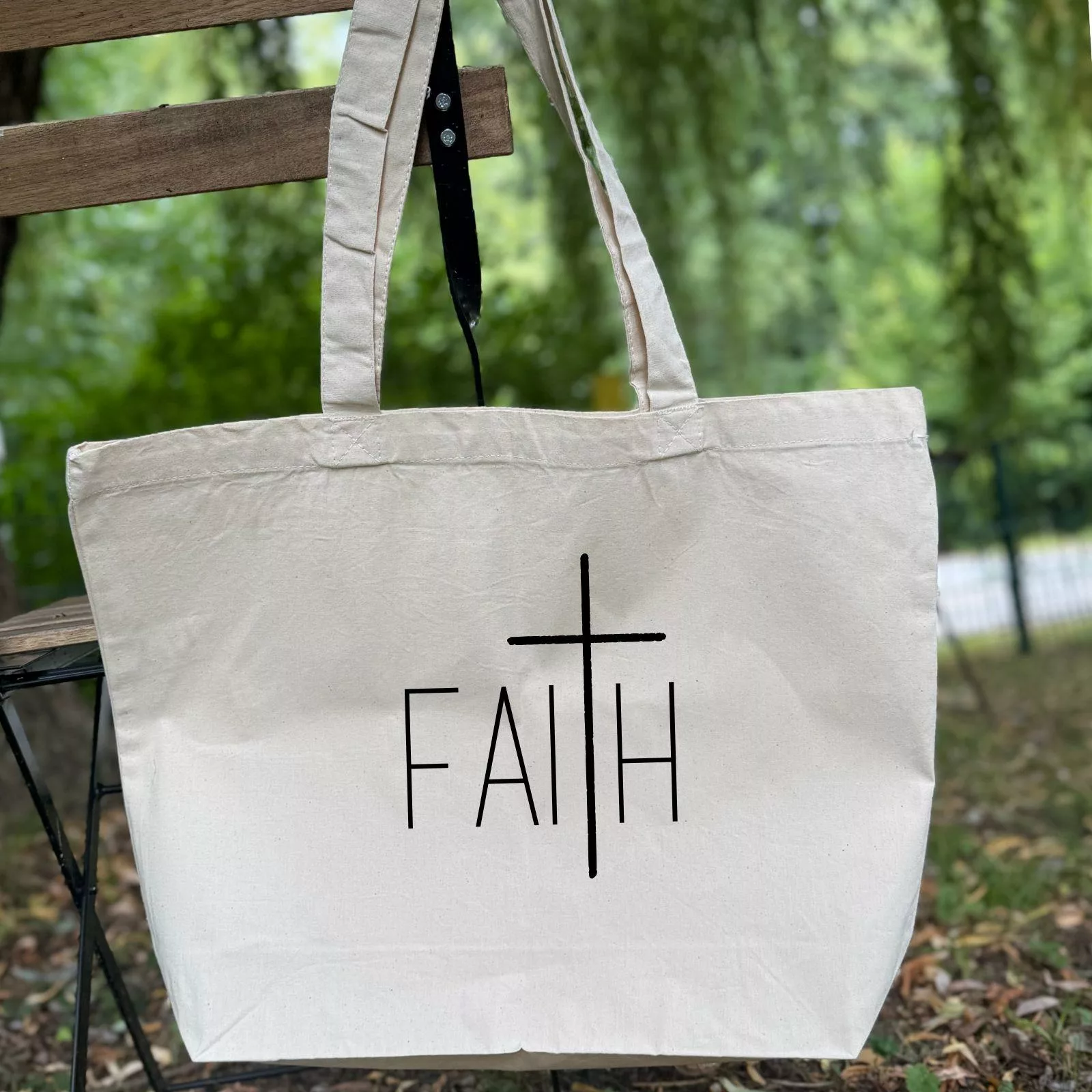 Große bedruckte Baumwolltasche I christliche Botschaft I Einkaufstasche I FAITH | Geschenk
