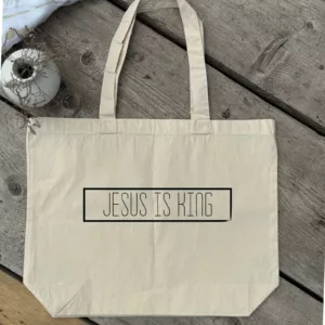 Große bedruckte Baumwolltasche I christliche Botschaft I Einkaufstasche I Jesus is King | Geschenk