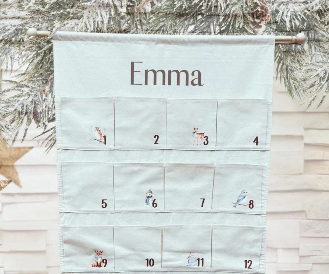 Personalisierter Adventskalender Wandbehang | Winterzauber mit deinem Namen