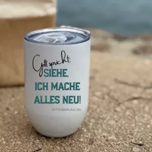 Thermobecher in weiß I Jahreslosung 2026 I christliches Motiv I Kaffee I Tee I Tasse I Edelstahltasse