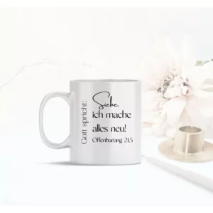 Weiße Tasse Bibelvers Motiv Keramiktasse Geschenk Kaffee Tee Tasse christlich Jahreslosung 2026