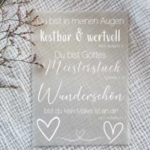 Rub-on Aufkleber I Randlose Sticker I A5 Bogen I christlich I UV DTF Sticker I Jesus I Wunderschön I kostbar und wertvoll in Gottes Augen