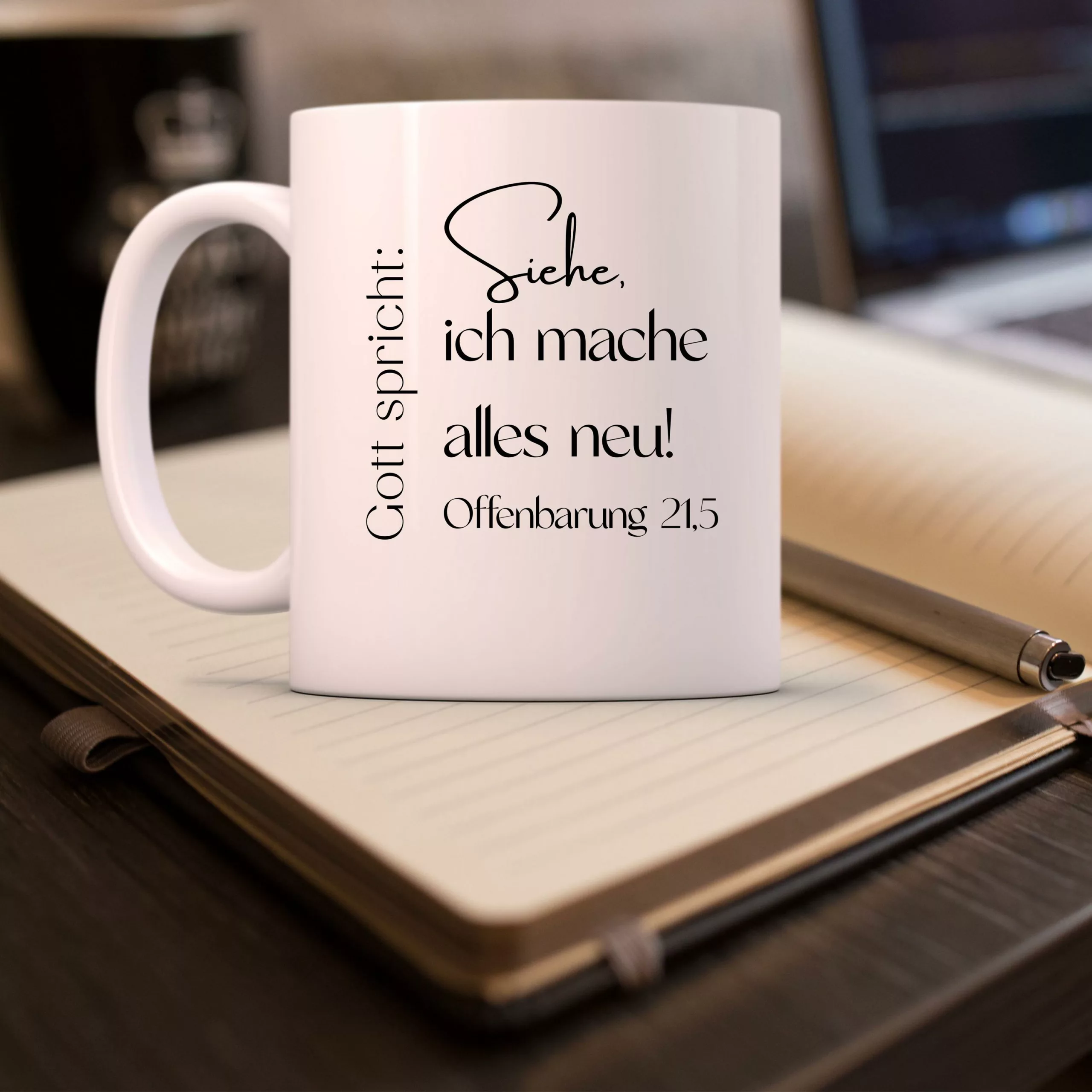 Weiße Tasse Bibelvers Motiv Keramiktasse Geschenk Kaffee Tee Tasse christlich Jahreslosung 2026