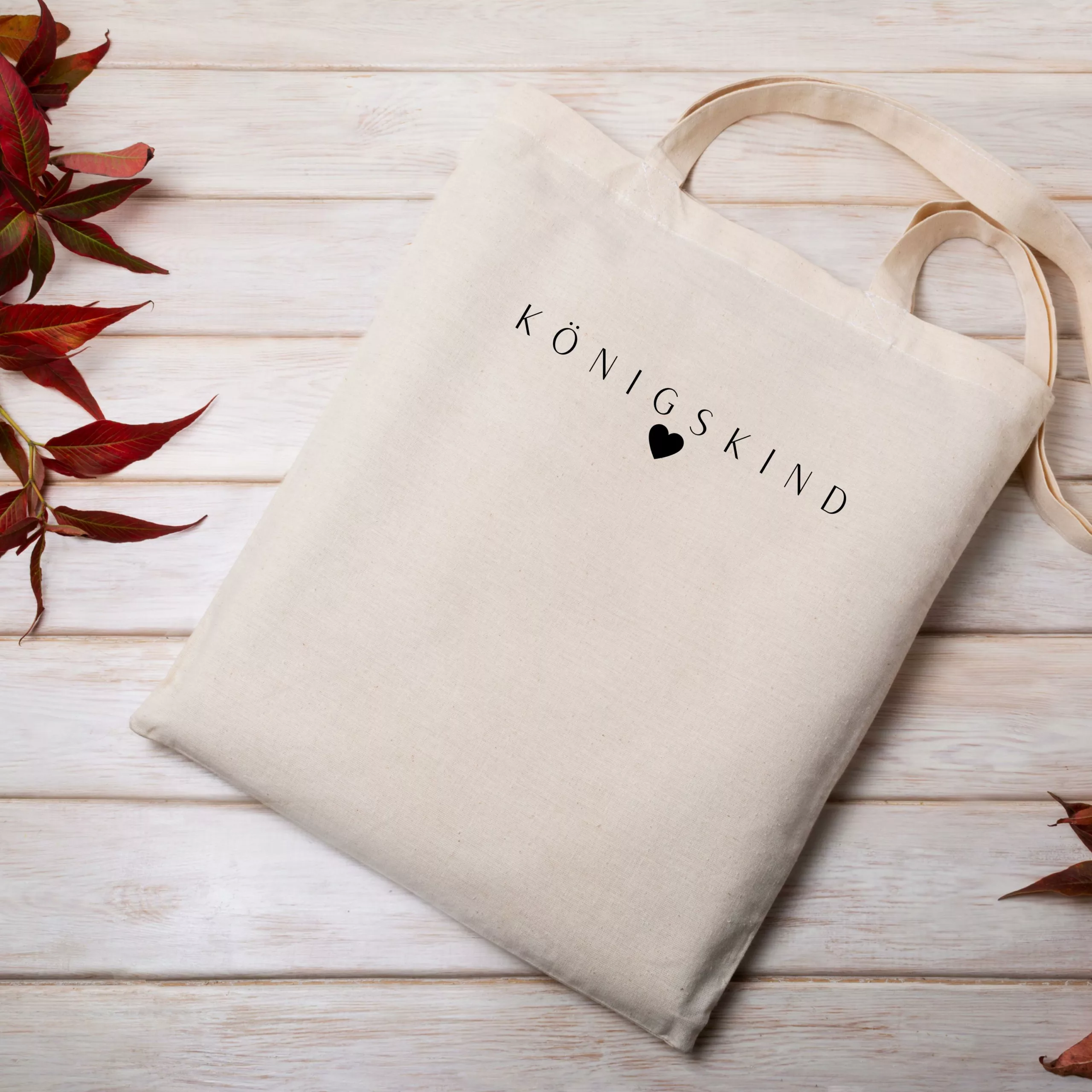 Bedruckte Baumwolltasche I Einkaufstasche I Königskind mit Herz