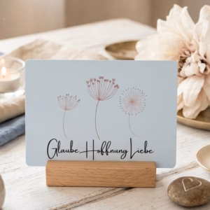 Karte - Glaube Liebe Hoffnung mit Pusteblume